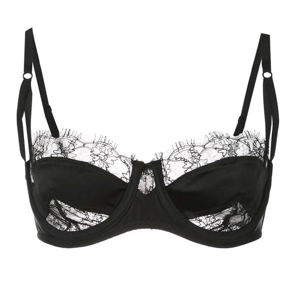NWT KIKI DE MONTPARNASSELACE INSET BALCONETTE BRA IN BLACK - 34B